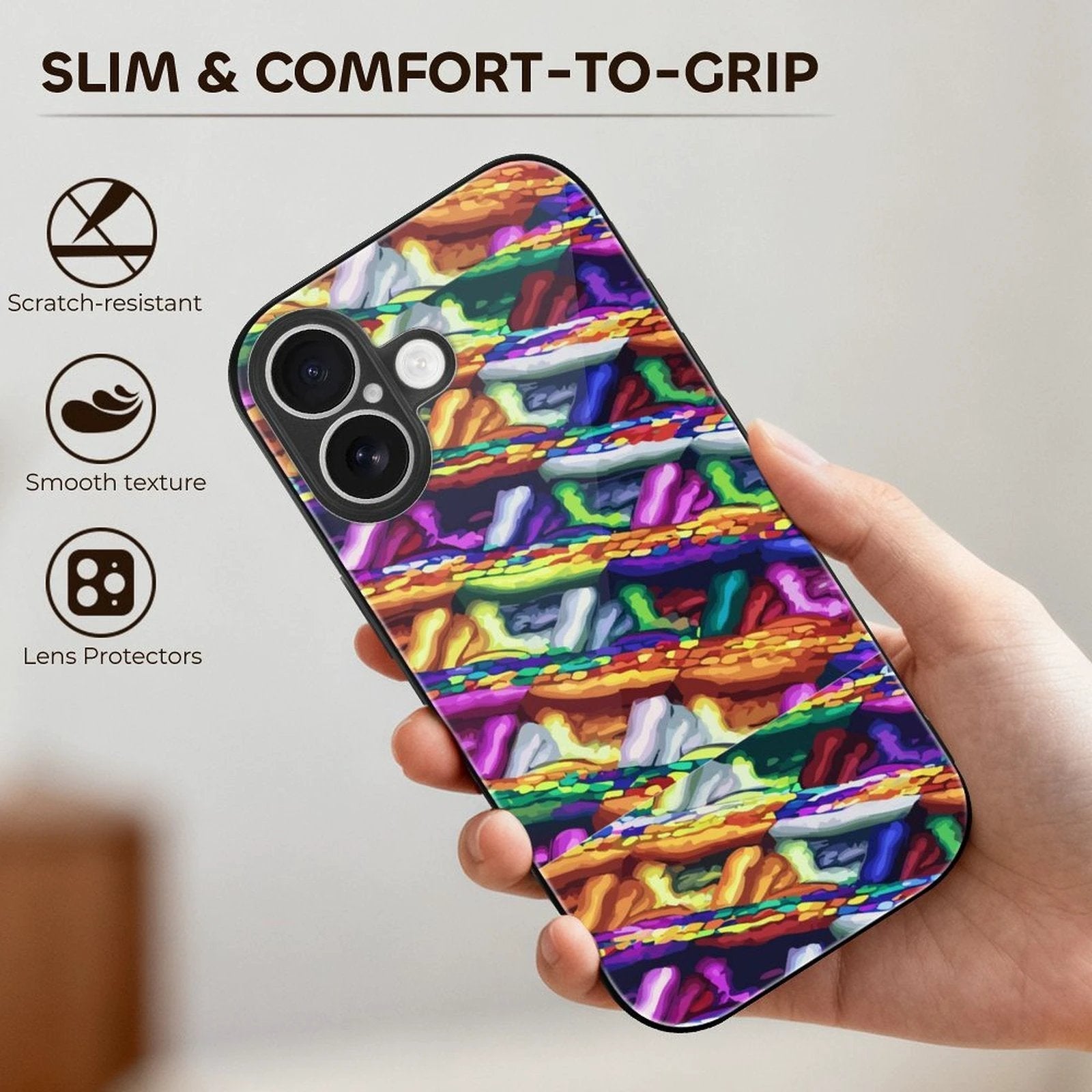 Glass iPhone 17 Series Case UV Print Scratch Resistant Glass