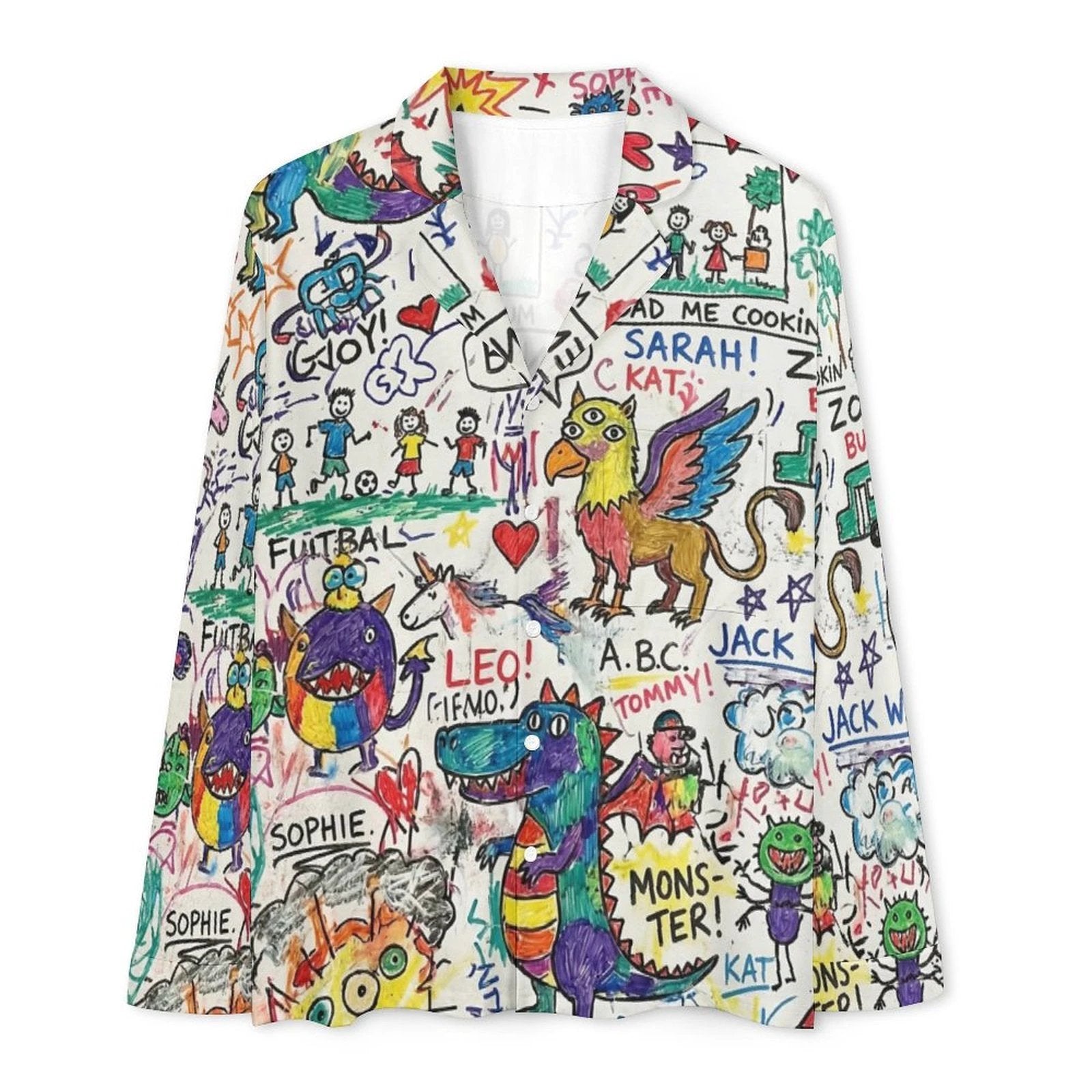 170gsm Women's Cuban Collar Pajama Set(All-Over Printing) by SALE_DESIGN-Personal Design