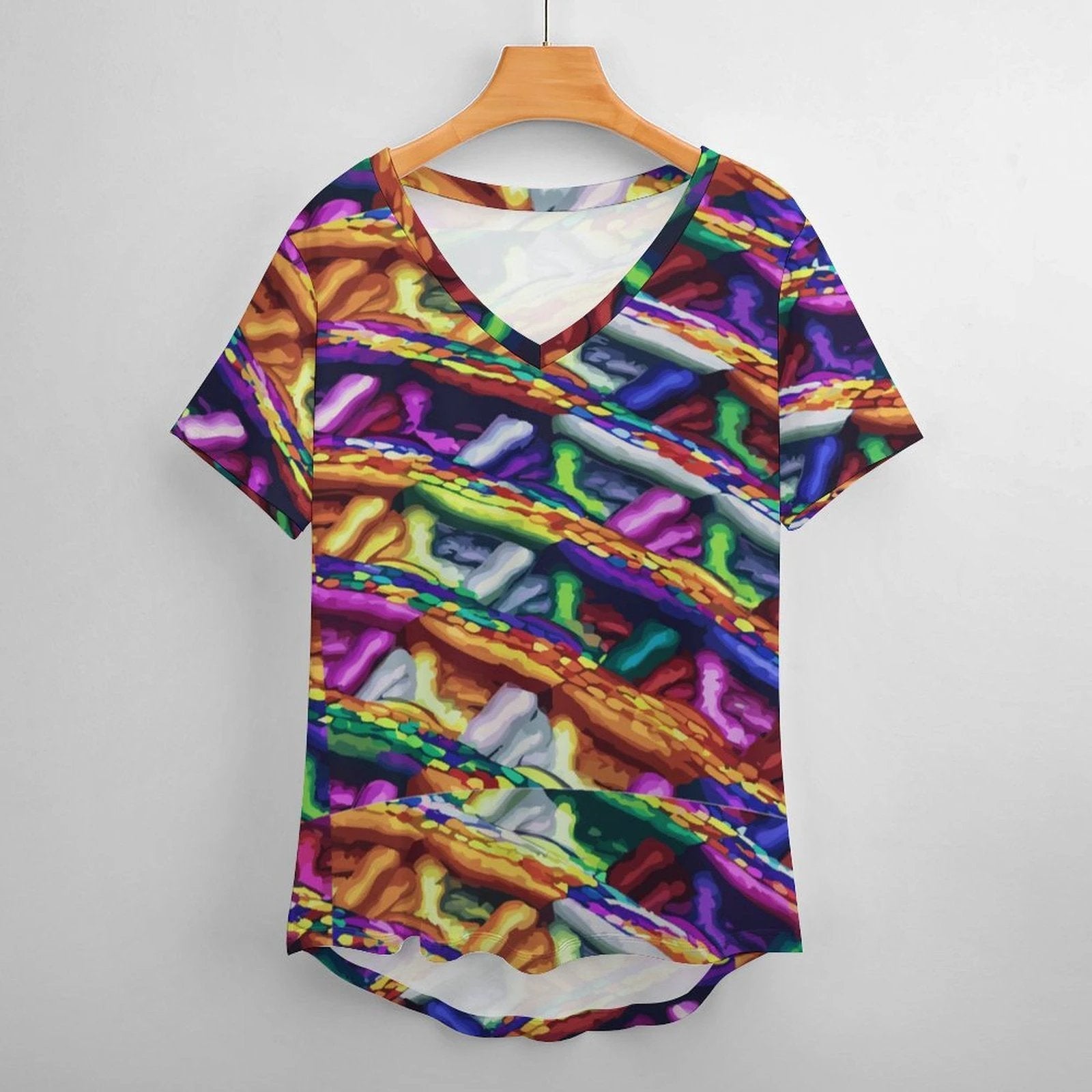 Mind Melting Ice Silk V Neck Short Sleeve Women Shirt Sublimation