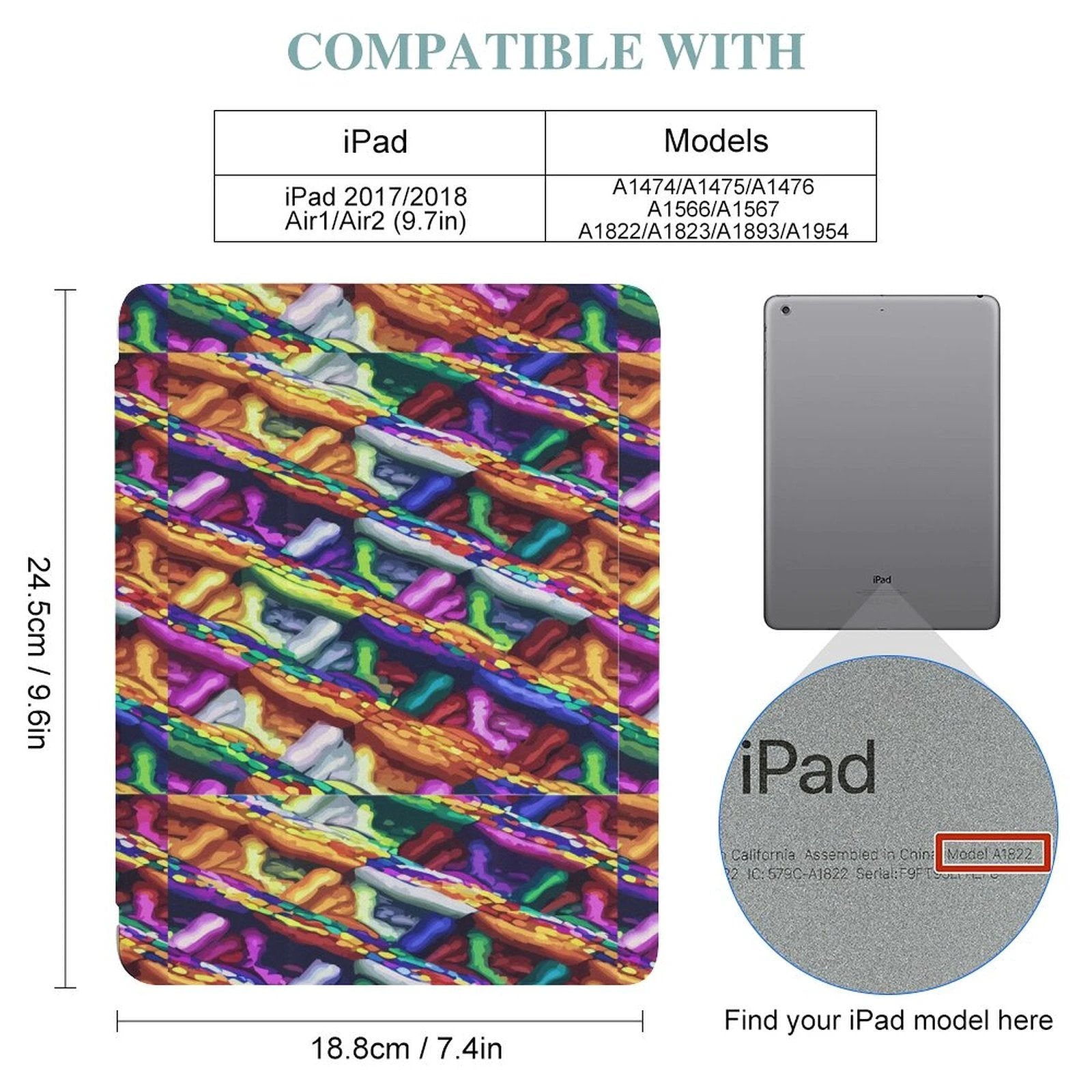 Ultra Bold Faux Leather iPad Case With Pencil Holder One Sided Printing