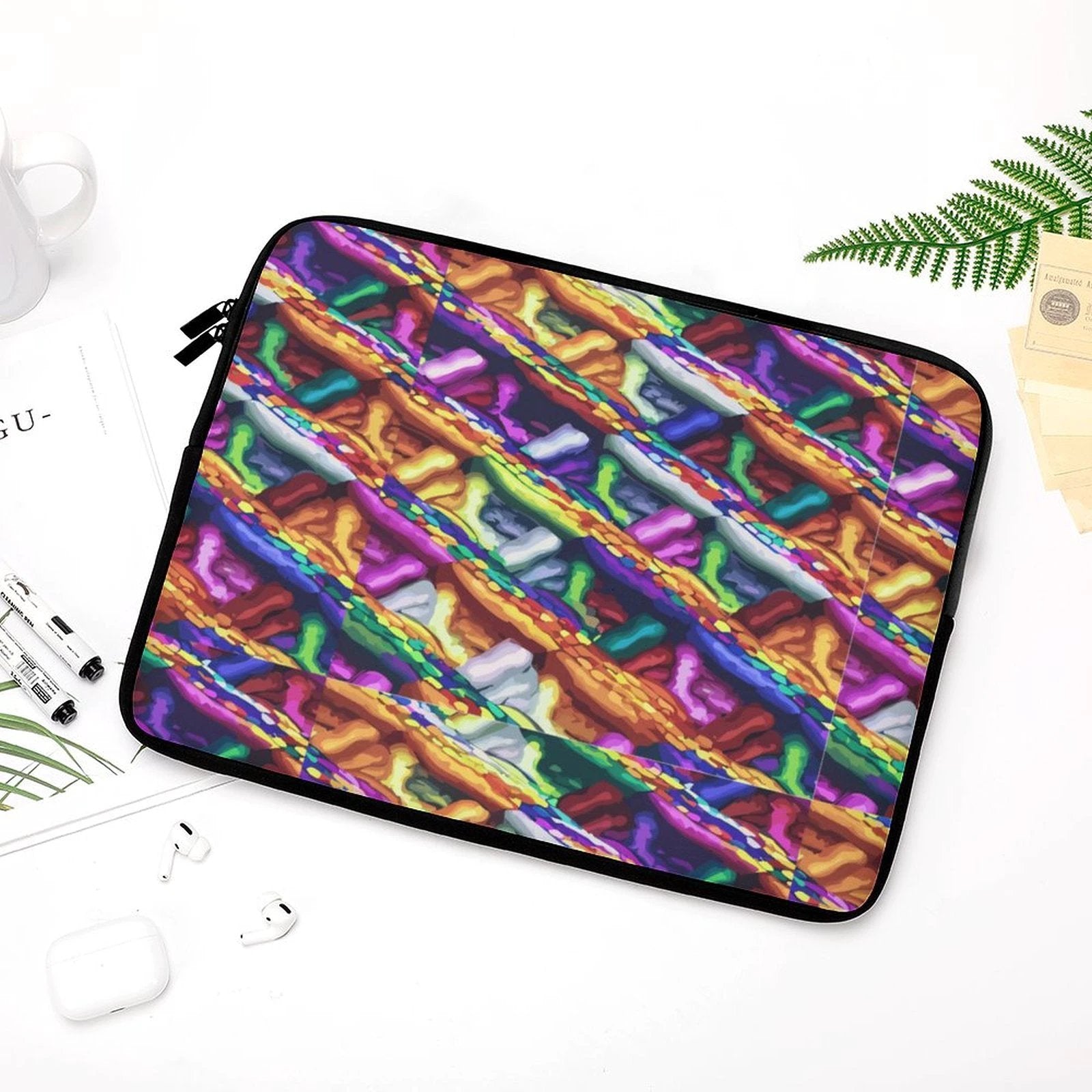 Maximalist Mind Melting Laptop Case Two Sides Neon Neoprene Sublimation Art