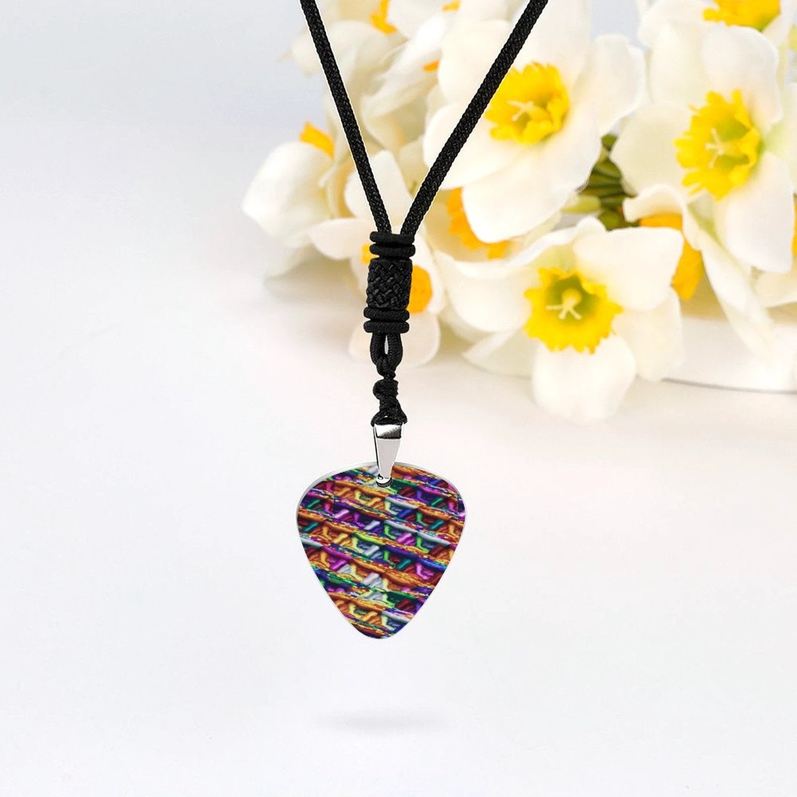 Mind Melting Guitar Pick Necklace Titanium Steel With UV Print Finish