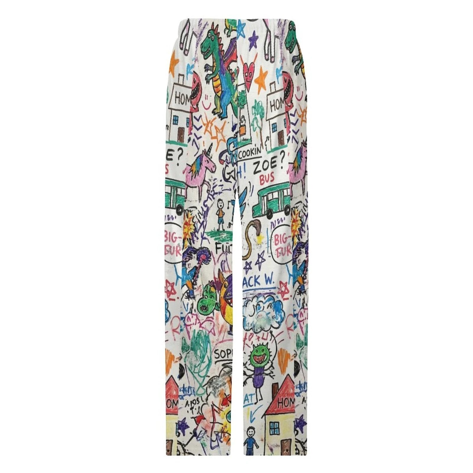 170gsm Faux Cotton Drawstring Women Wide Leg Pajamas Pants(All-Over Printing) by SALE_DESIGN-Personal Design