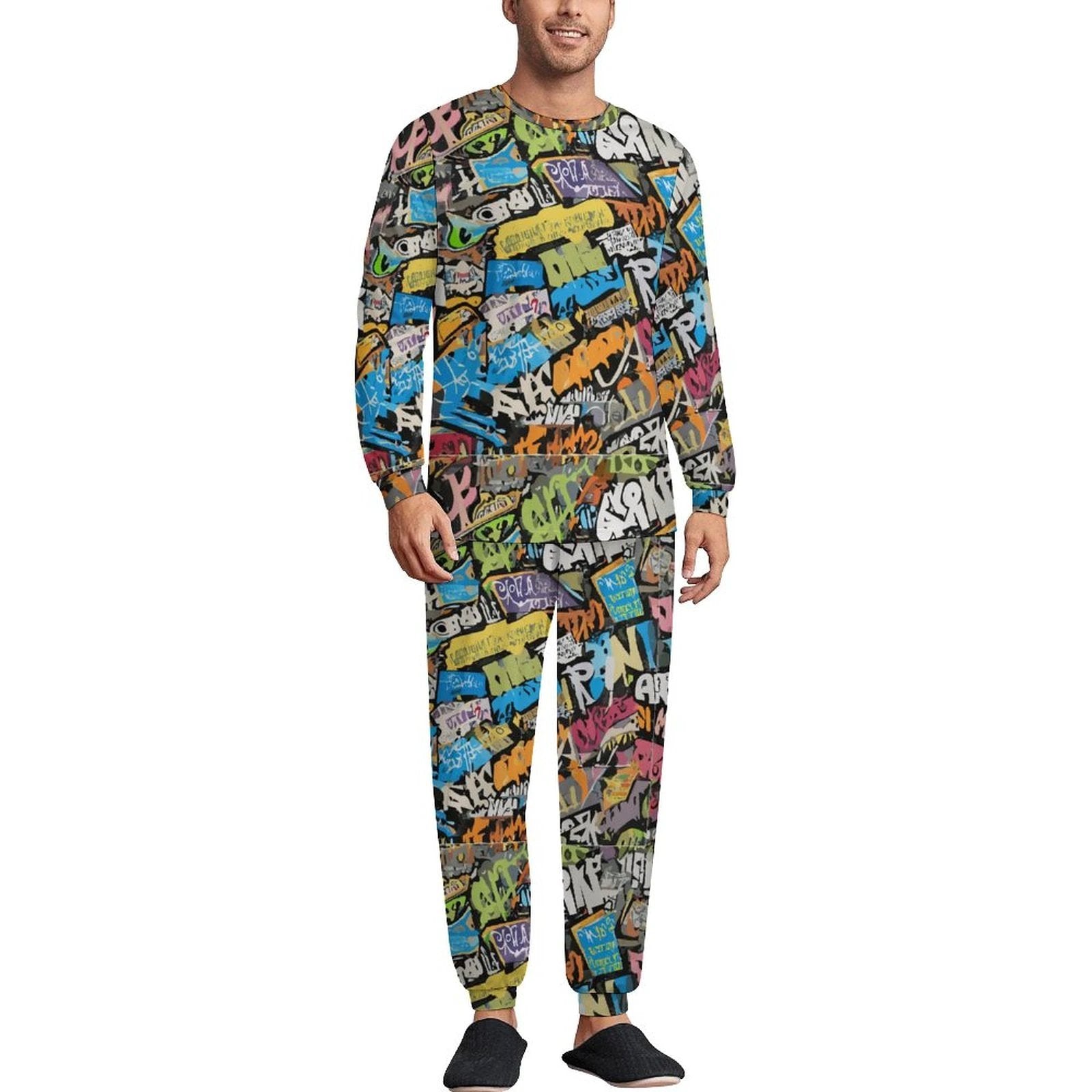 180gsm Men's Crew Neck Pajama Set(All-Over Printing) by SALE-Personal Design