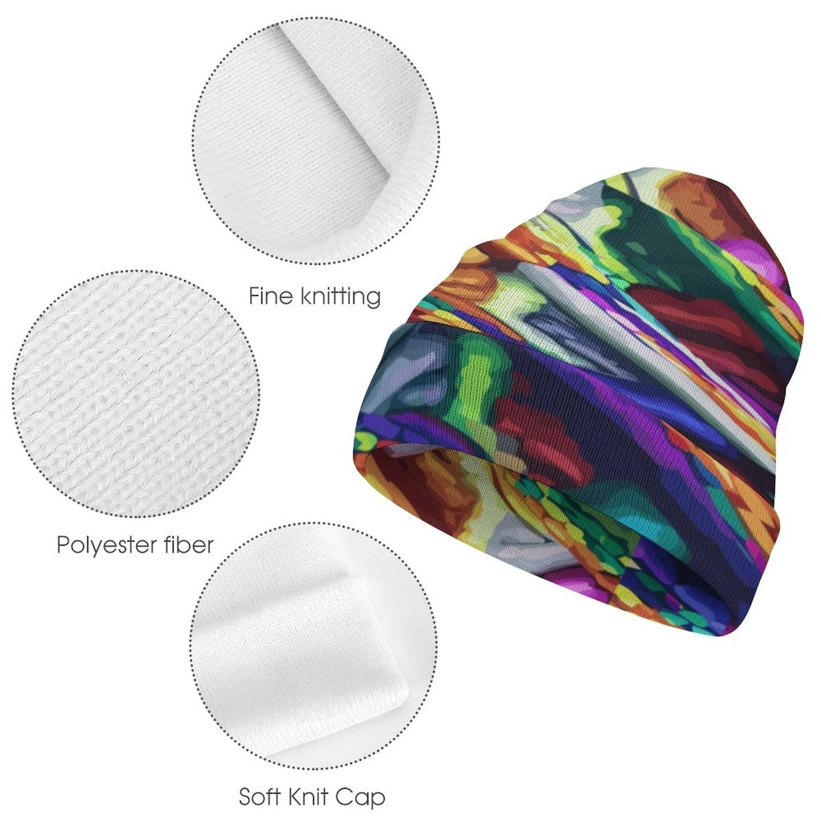 Mind Melting All Over Print Knit Hat Sublimation Polyester Warmth