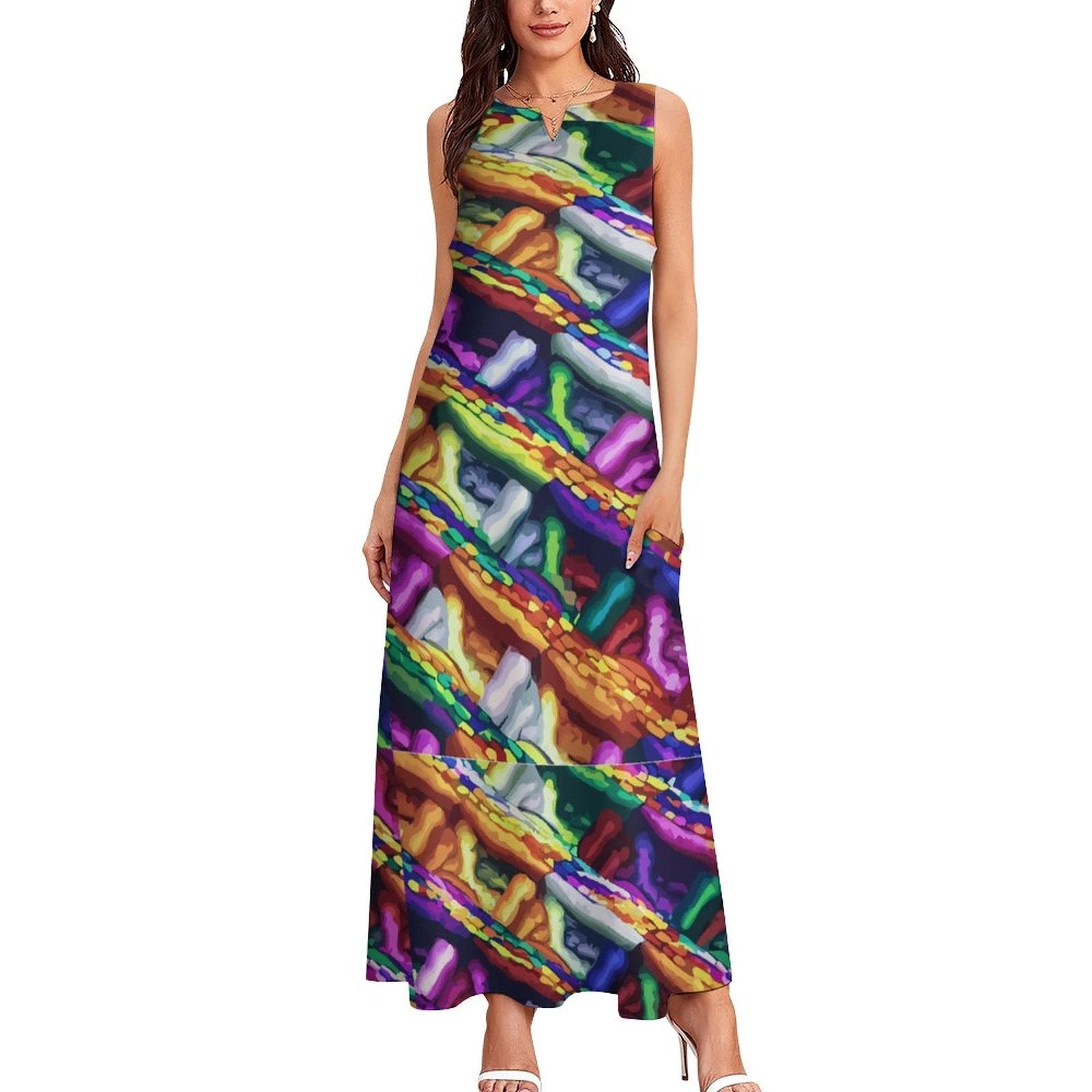 Sleeveless Ankle Length Dress All Over Printing Mind Melting SVG Art Dyles Mavis