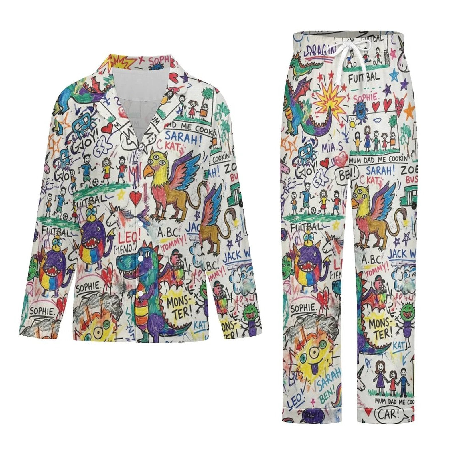 170gsm Women's Cuban Collar Pajama Set(All-Over Printing) by SALE_DESIGN-Personal Design