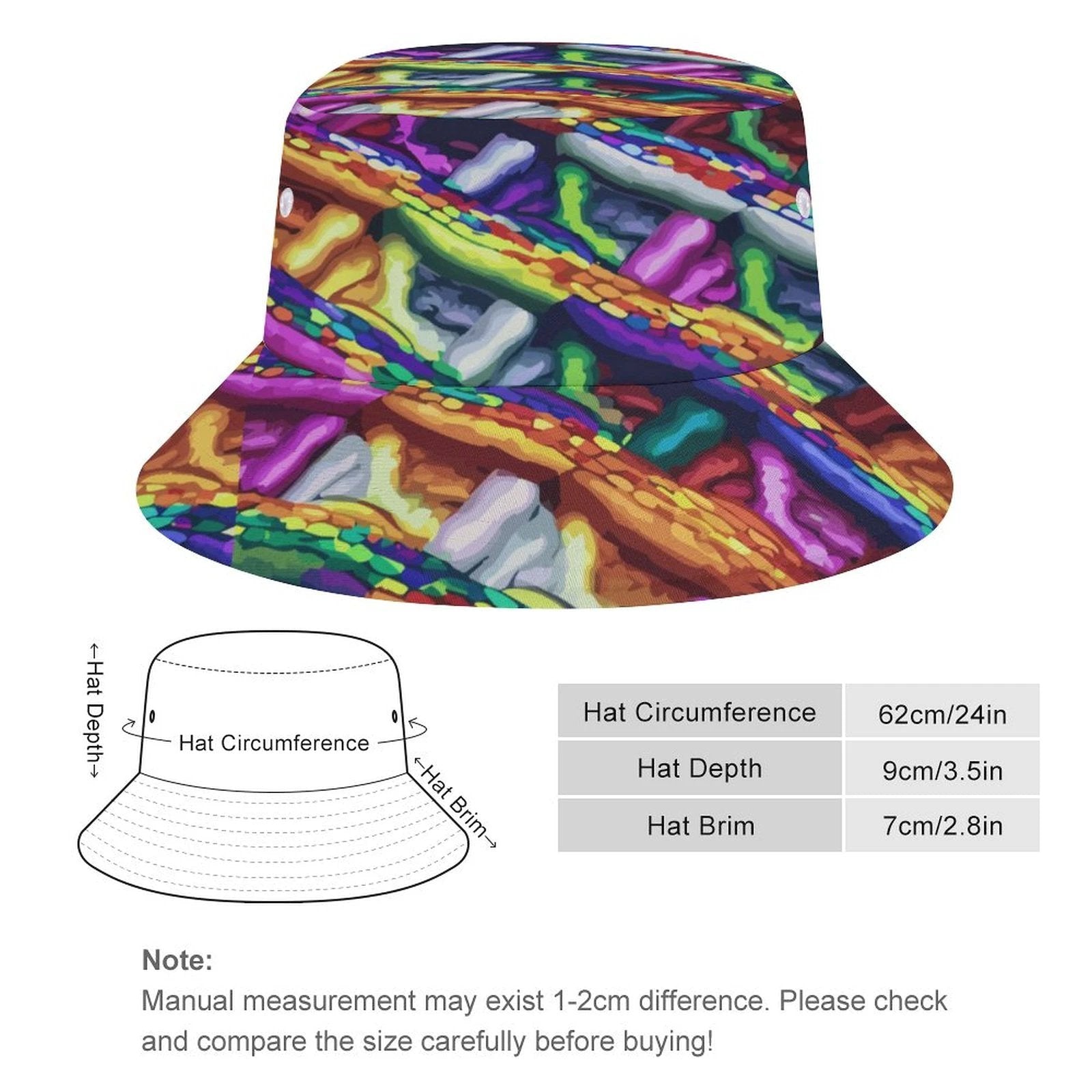Oversized Bucket Hat All Over Print Vibrant Abstract Mind Melting Artwork