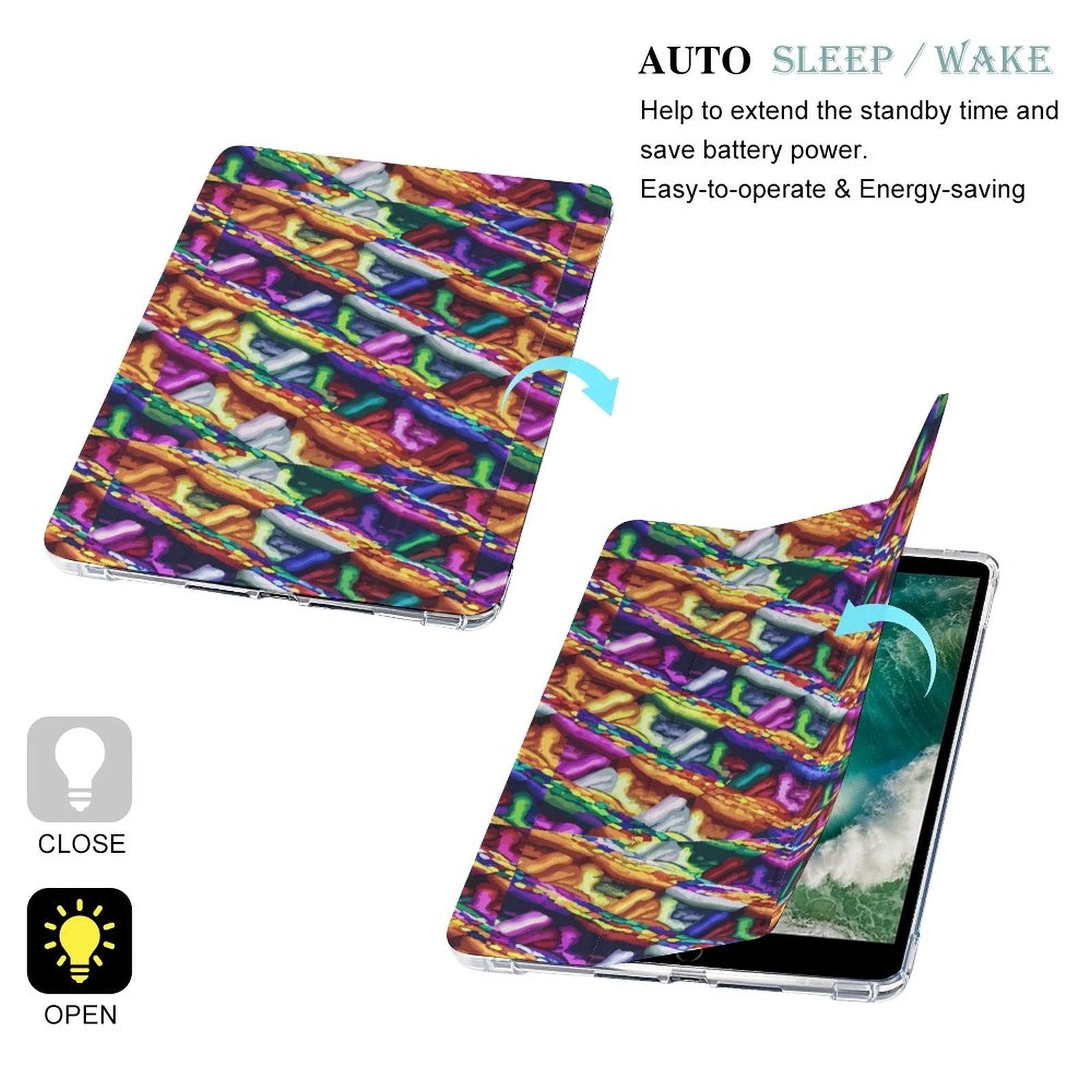 Ultra Bold Faux Leather iPad Case With Pencil Holder One Sided Printing