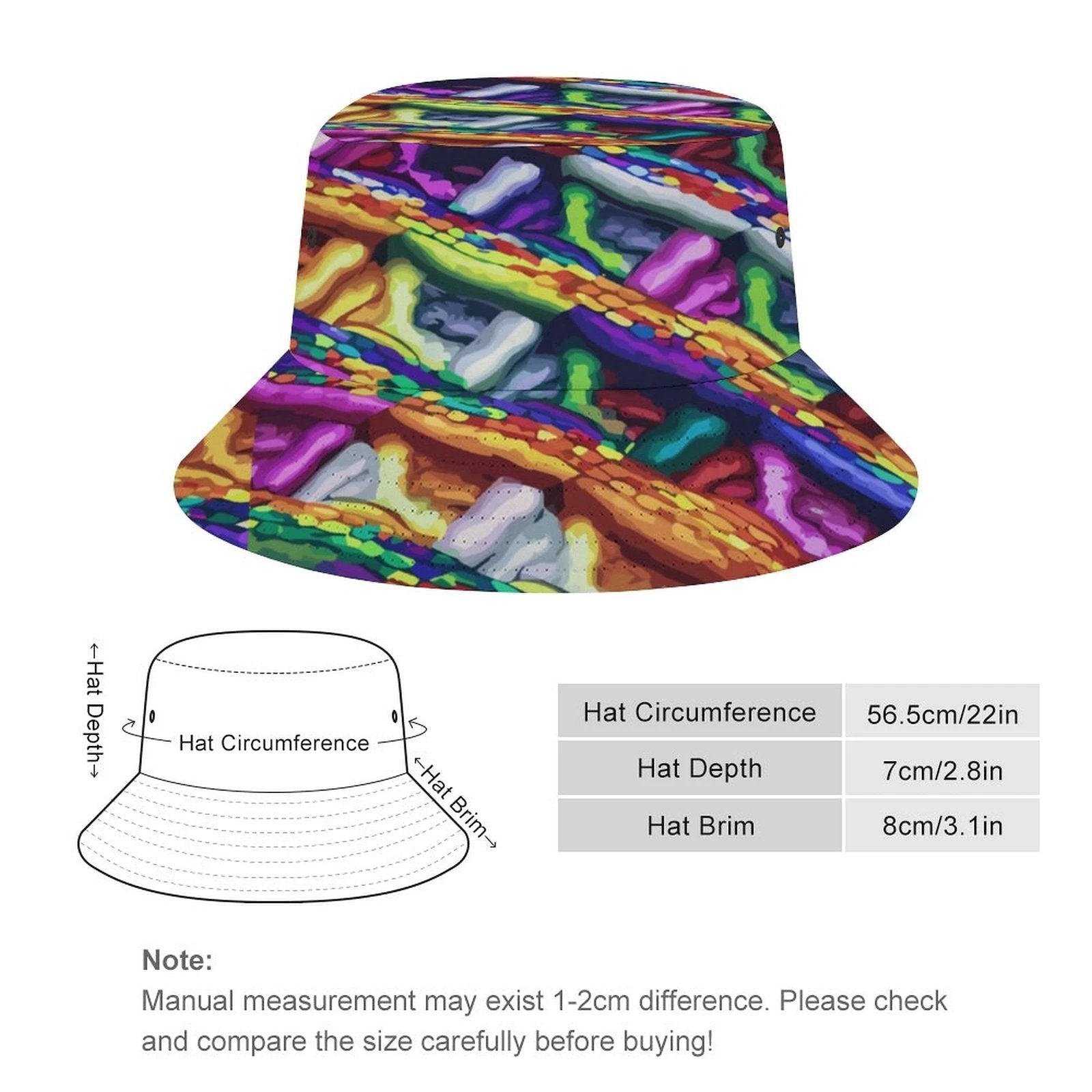 Adult All Over Print Bucket Hat Sublimation Polyester Mind Melting Color Burst