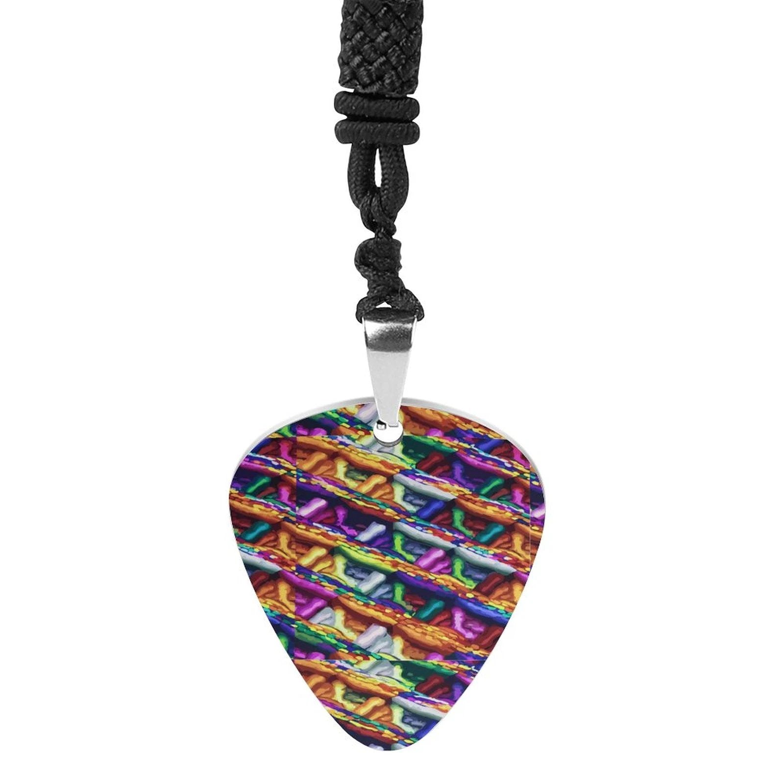 Mind Melting Guitar Pick Necklace Titanium Steel With UV Print Finish