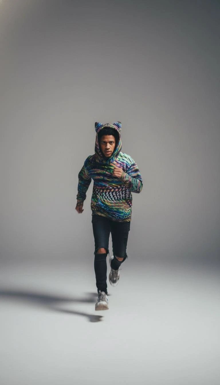 Distorted Zebra Print Cat Ear Hoodie – Alt-Fashion Sweatshirt by Aesthetic Rebellion