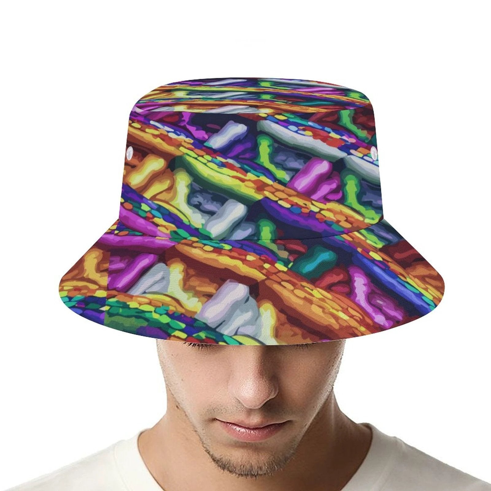 Oversized Bucket Hat All Over Print Vibrant Abstract Mind Melting Artwork