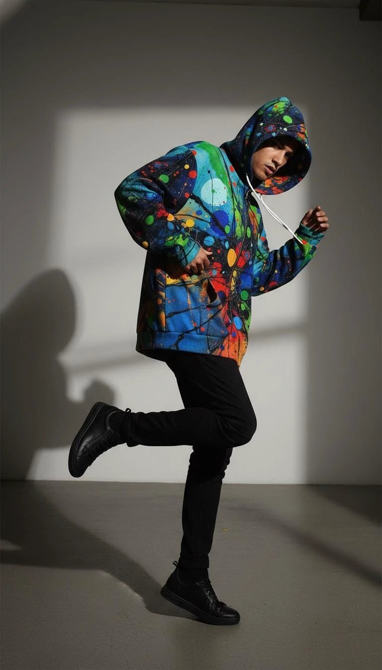 Velvet Ambrosia Explosive AOP Full-Zip Hoodie - Luxury Maximalist Streetwear - Heavyweight Designer Parka by Aesthetic Rebellion