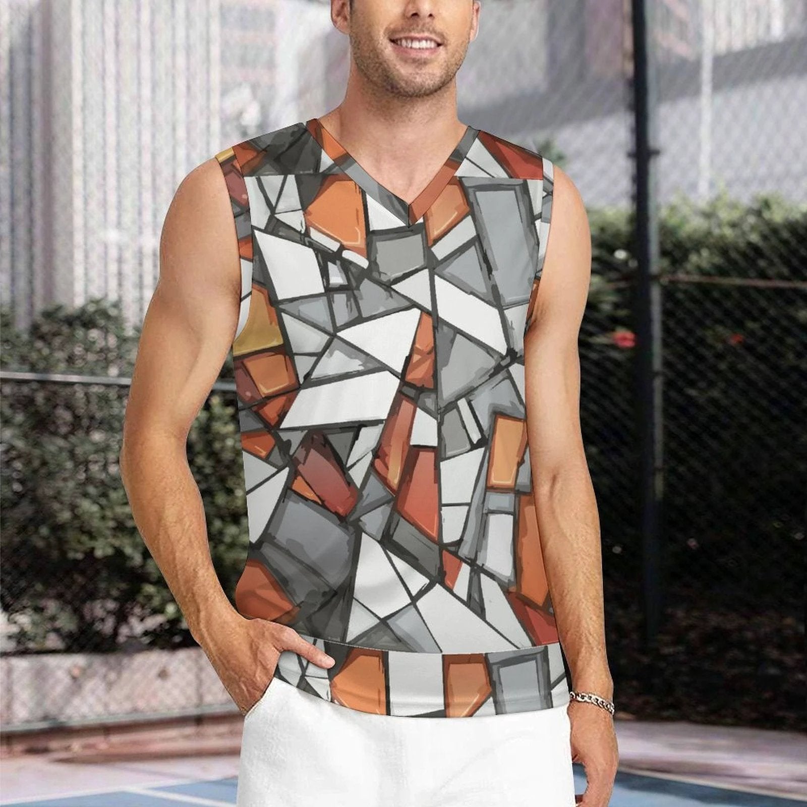 160gsm V-neck Basketball Tank Top(All-Over Printing) by SALE_DESIGN-Personal Design