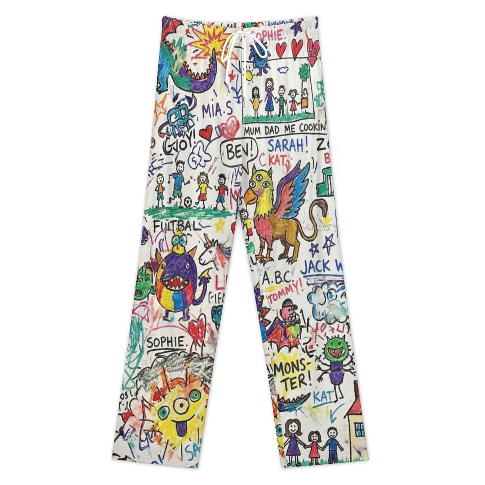 170gsm Faux Cotton Drawstring Women Wide Leg Pajamas Pants(All-Over Printing) by SALE_DESIGN-Personal Design