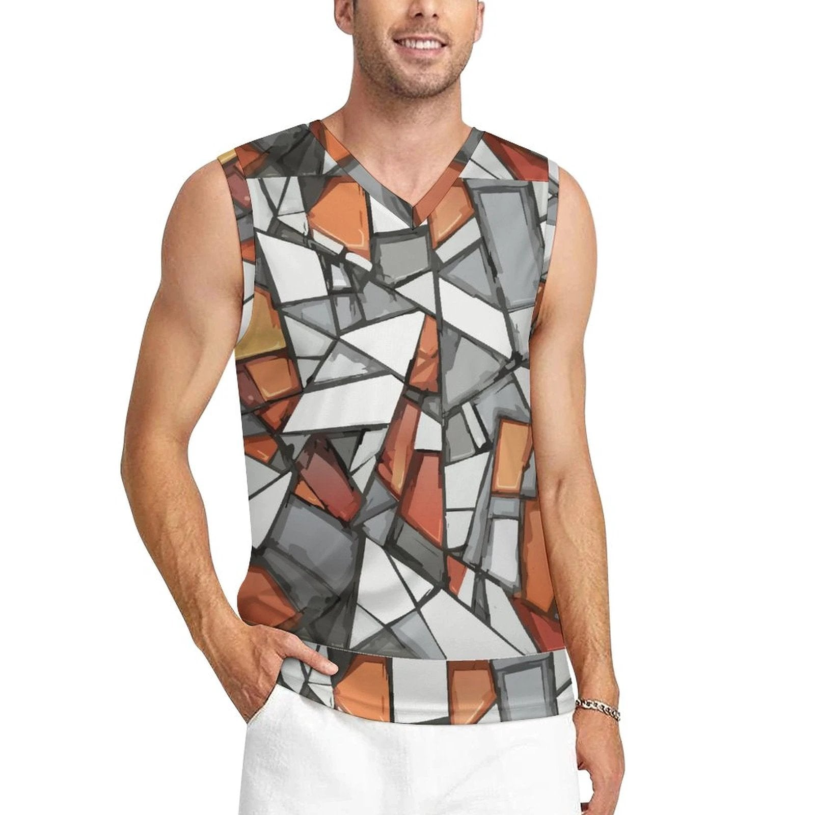 160gsm V-neck Basketball Tank Top(All-Over Printing) by SALE_DESIGN-Personal Design