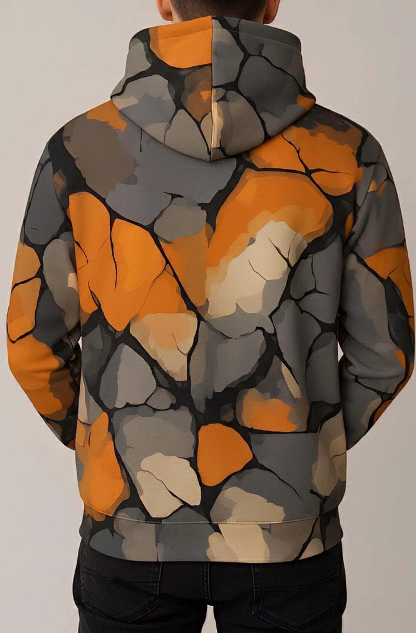 Maximalist Shattered Glass Print Hoodie - Heavyweight Primal Print Pullover for Streetwear Fans by Aesthetic Rebellion