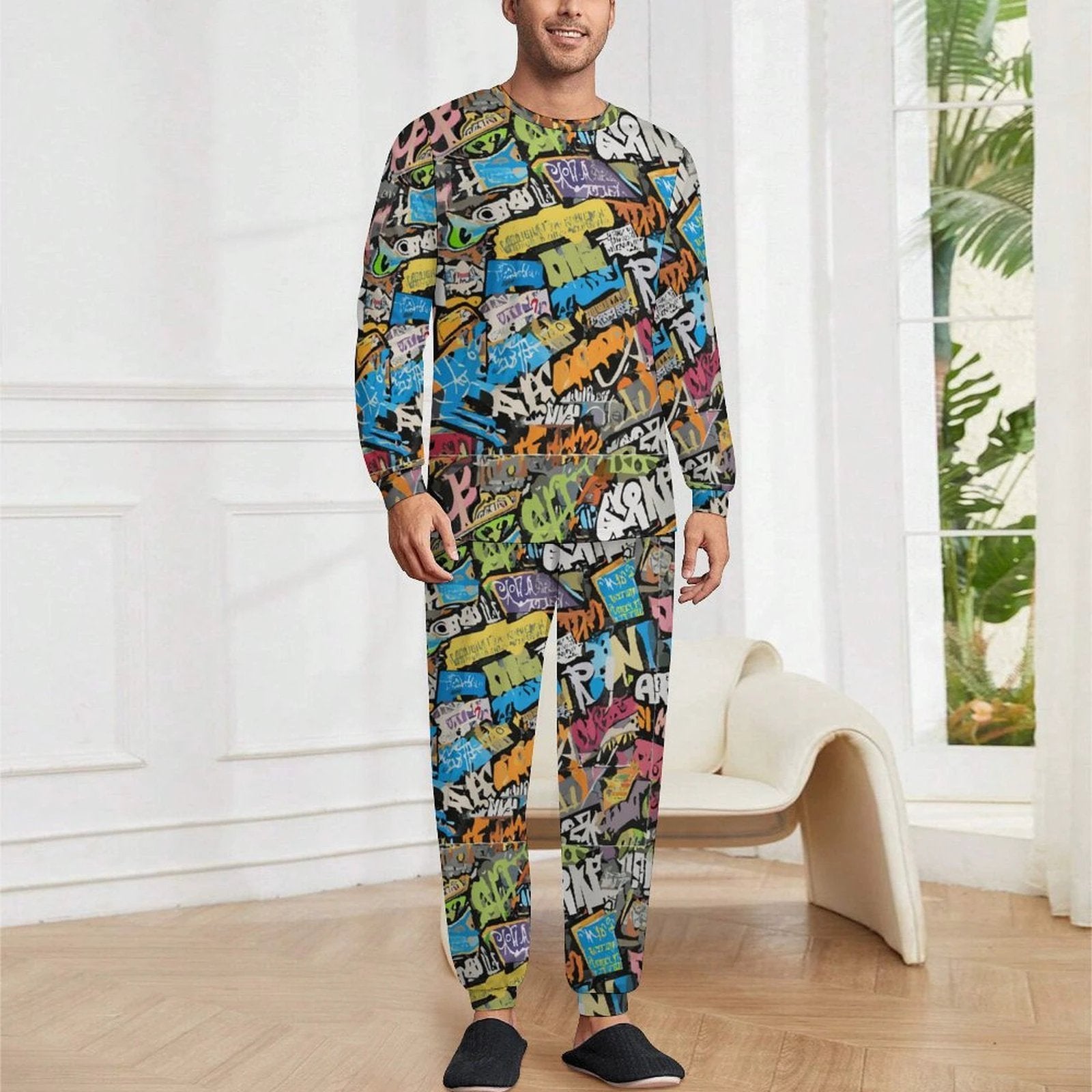 180gsm Men's Crew Neck Pajama Set(All-Over Printing) by SALE-Personal Design