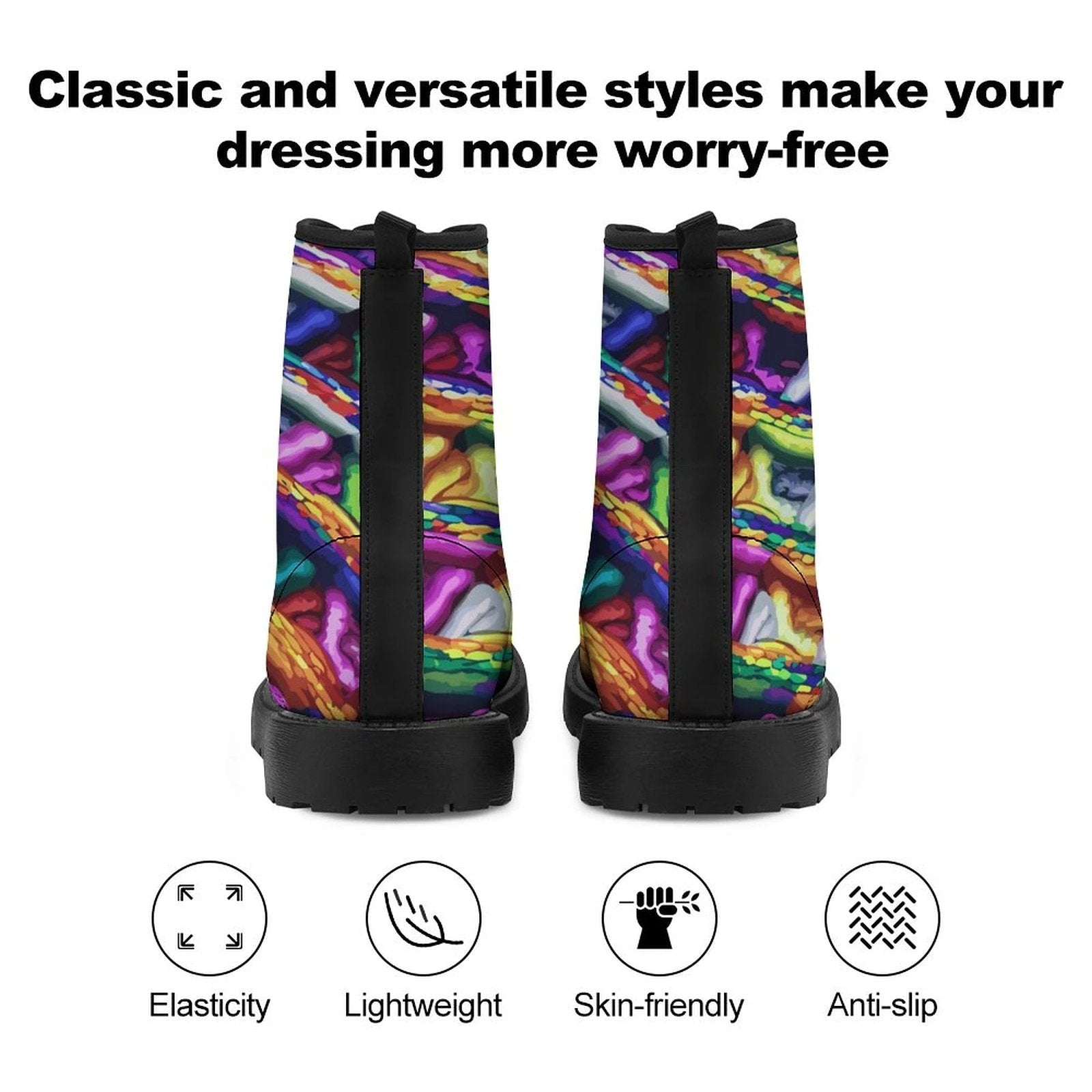 Unisex Martin Boots Allover Printing Mindmelting Color Explosion UV Printing