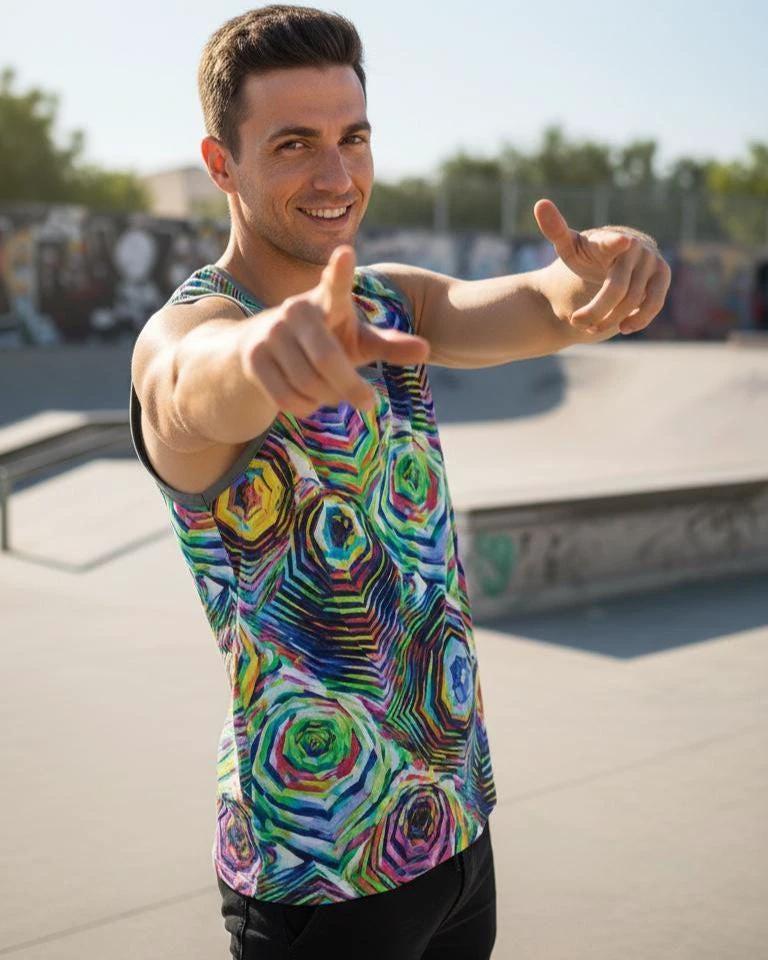 AI Art Tank Top | Vibrant Glitchcore Jersey by Aesthetic Rebellion