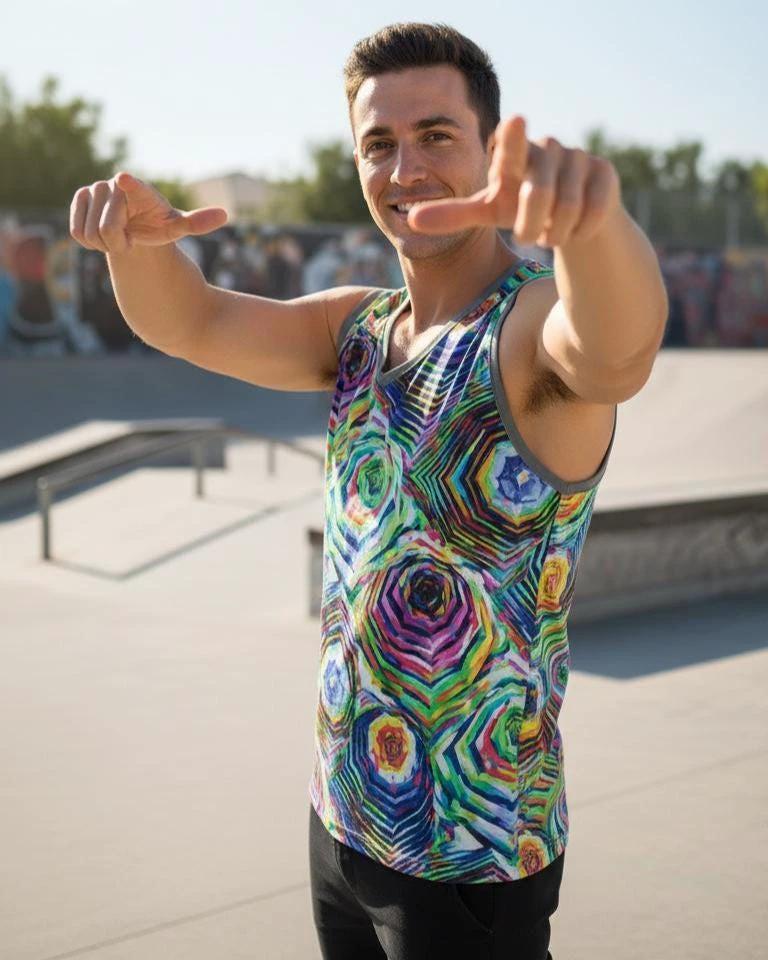 AI Art Tank Top | Vibrant Glitchcore Jersey by Aesthetic Rebellion