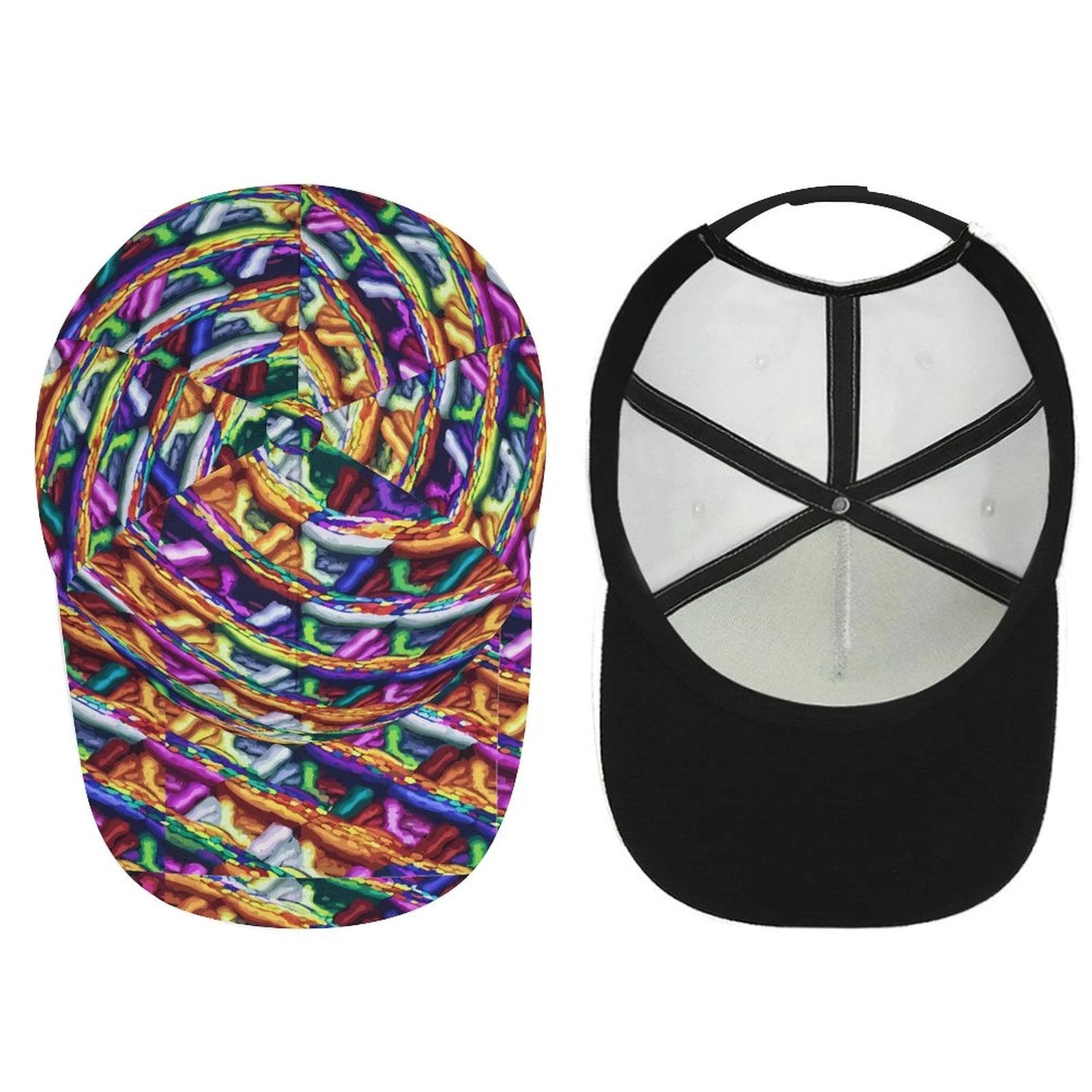 Bent Snapback Cap All Over Print Mind Melting Abstract Pattern