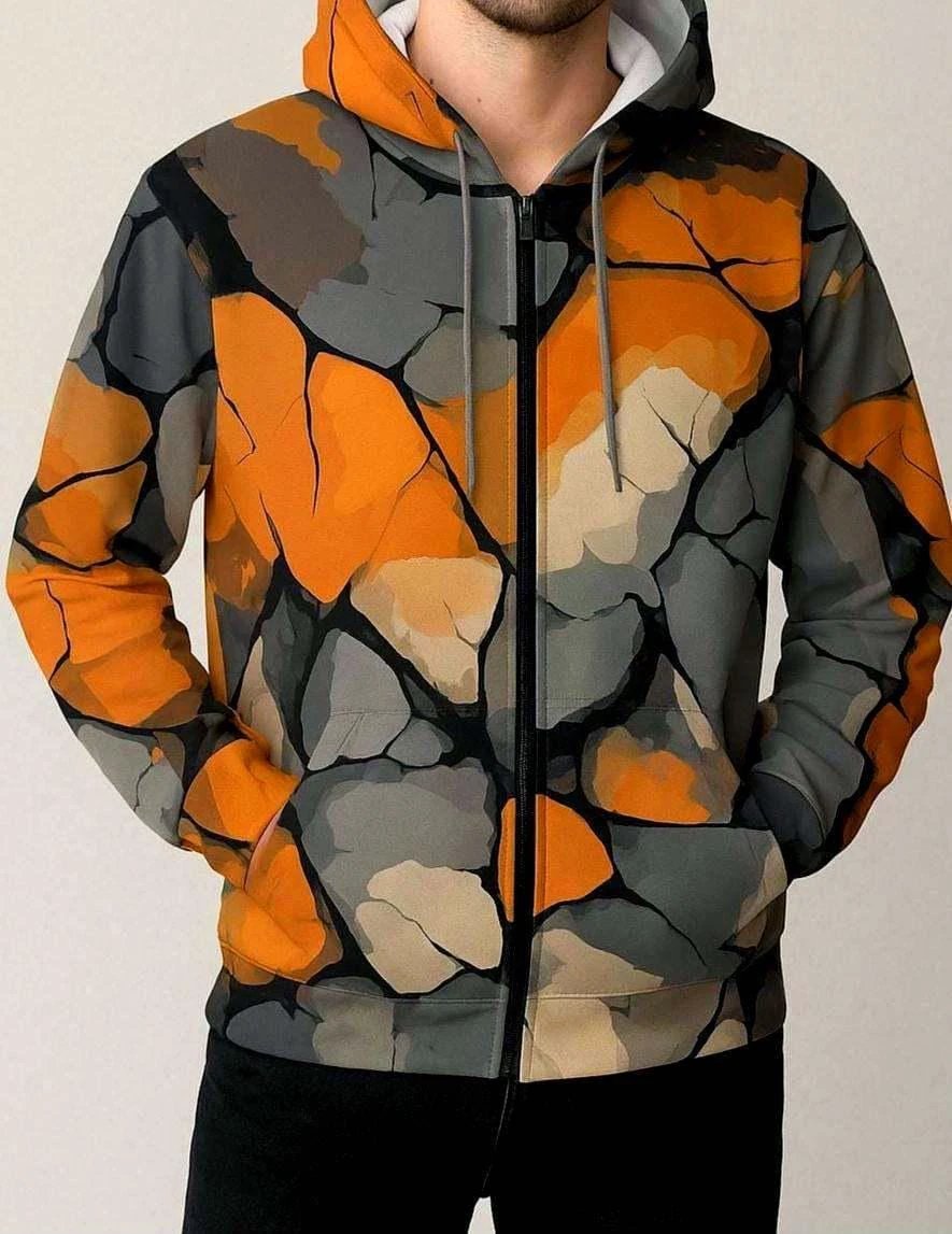 Maximalist Shattered Glass Print Hoodie - Heavyweight Primal Print Pullover for Streetwear Fans by Aesthetic Rebellion