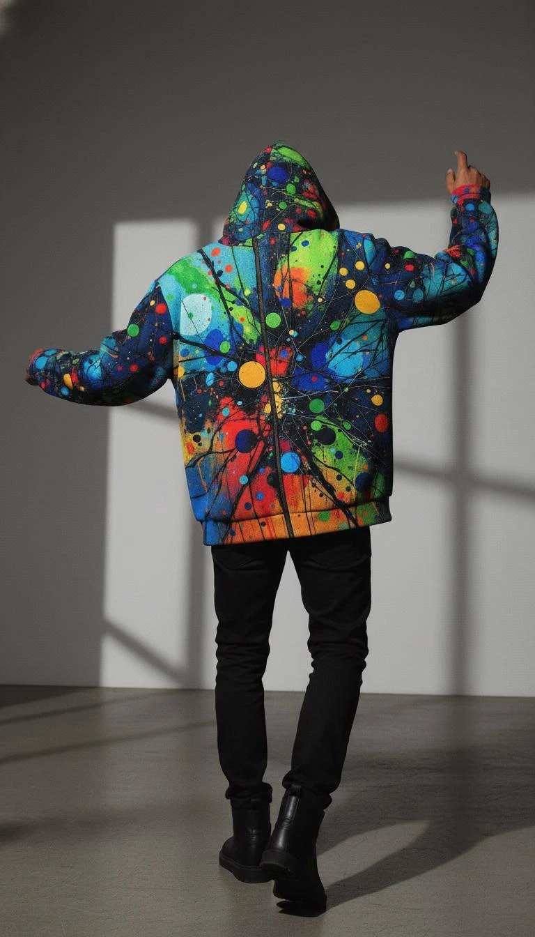 Velvet Ambrosia Explosive AOP Full-Zip Hoodie - Luxury Maximalist Streetwear - Heavyweight Designer Parka by Aesthetic Rebellion