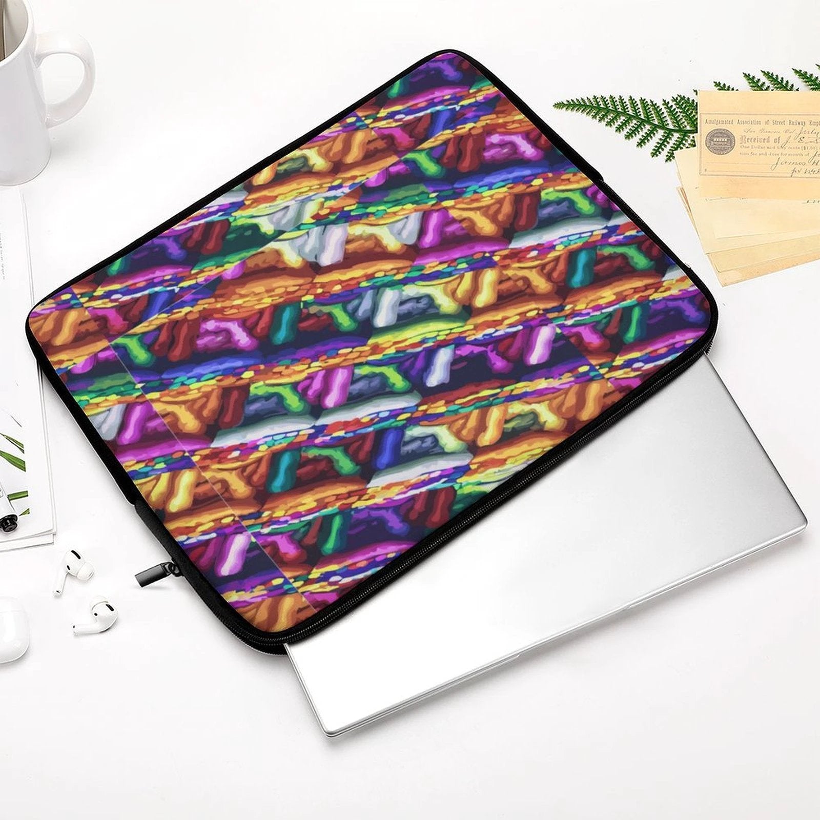 Maximalist Mind Melting Laptop Case Two Sides Neon Neoprene Sublimation Art