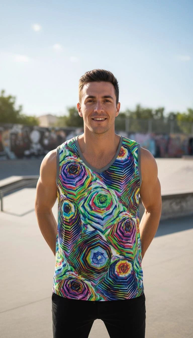 AI Art Tank Top | Vibrant Glitchcore Jersey by Aesthetic Rebellion