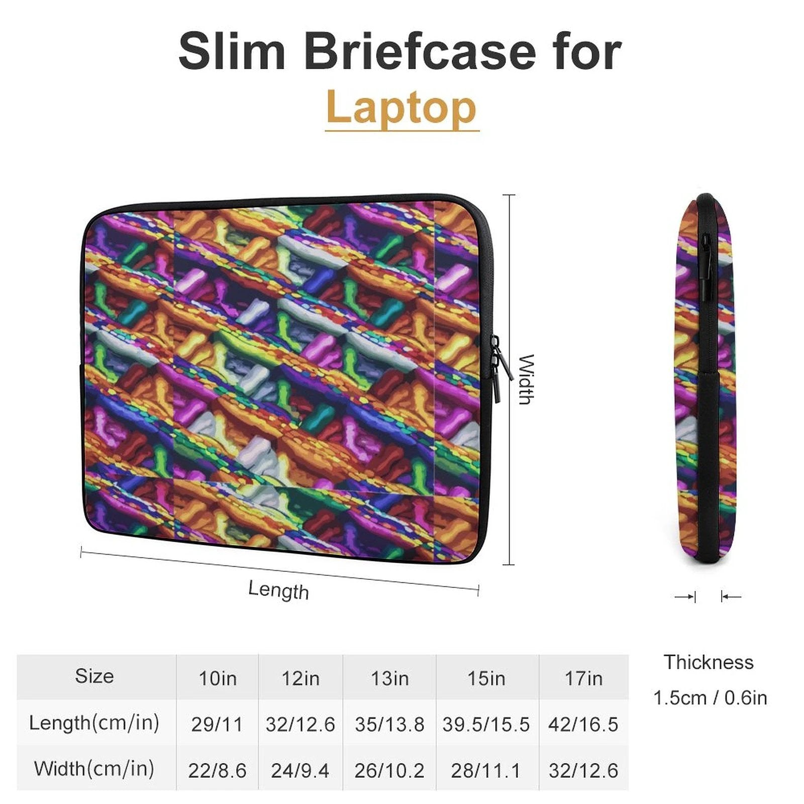 Maximalist Mind Melting Laptop Case Two Sides Neon Neoprene Sublimation Art