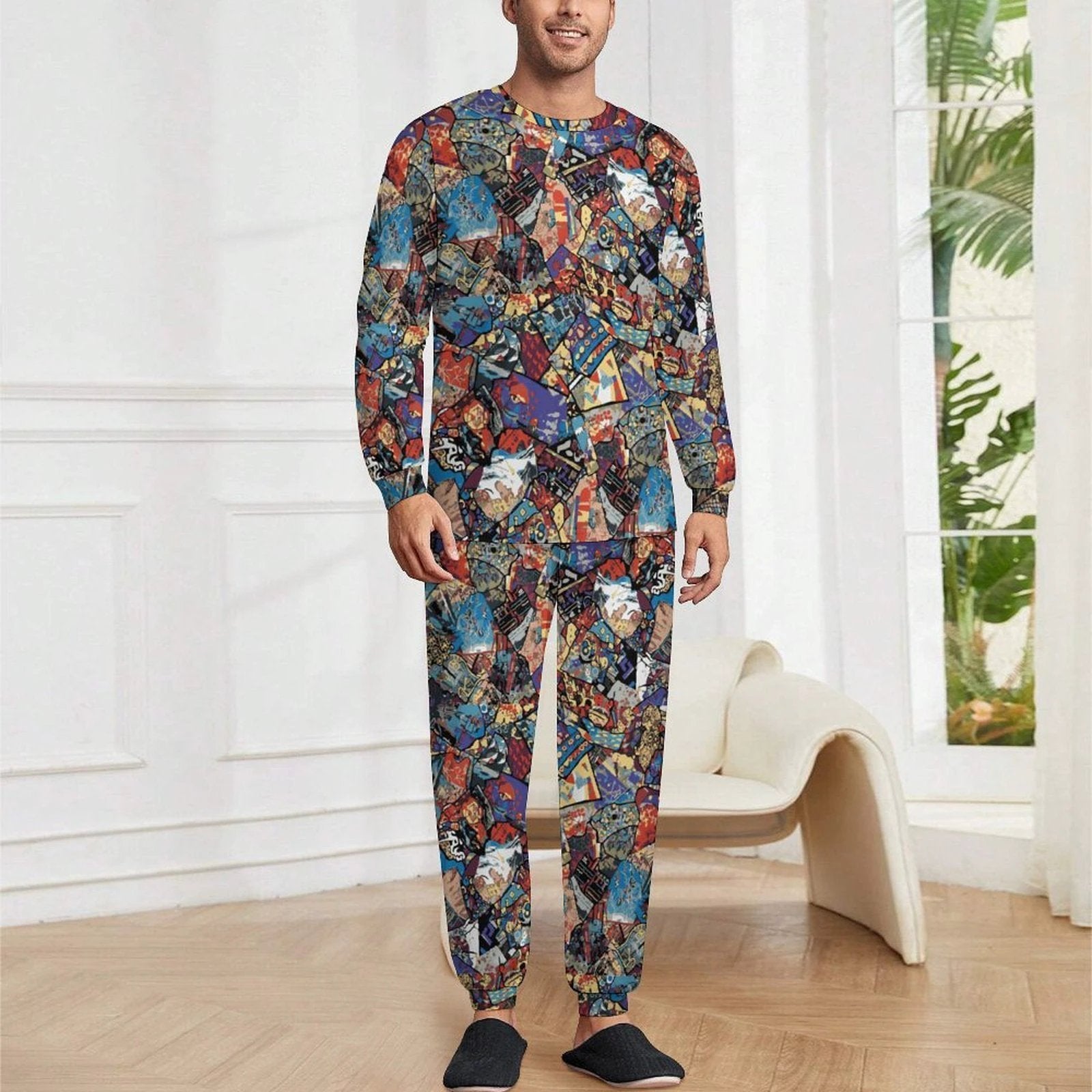 180gsm Men's Crew Neck Pajama Set(All-Over Printing) by SALE_DESIGN-Personal Design