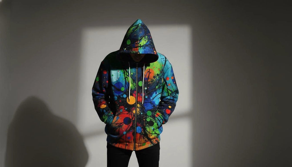 Velvet Ambrosia Explosive AOP Full-Zip Hoodie - Luxury Maximalist Streetwear - Heavyweight Designer Parka by Aesthetic Rebellion