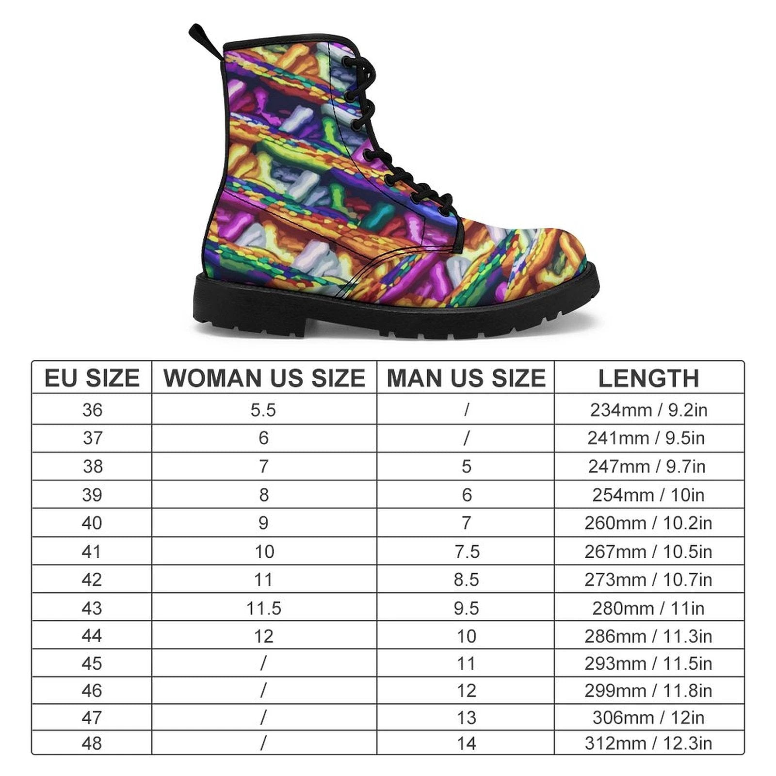 Unisex Martin Boots Allover Printing Mindmelting Color Explosion UV Printing