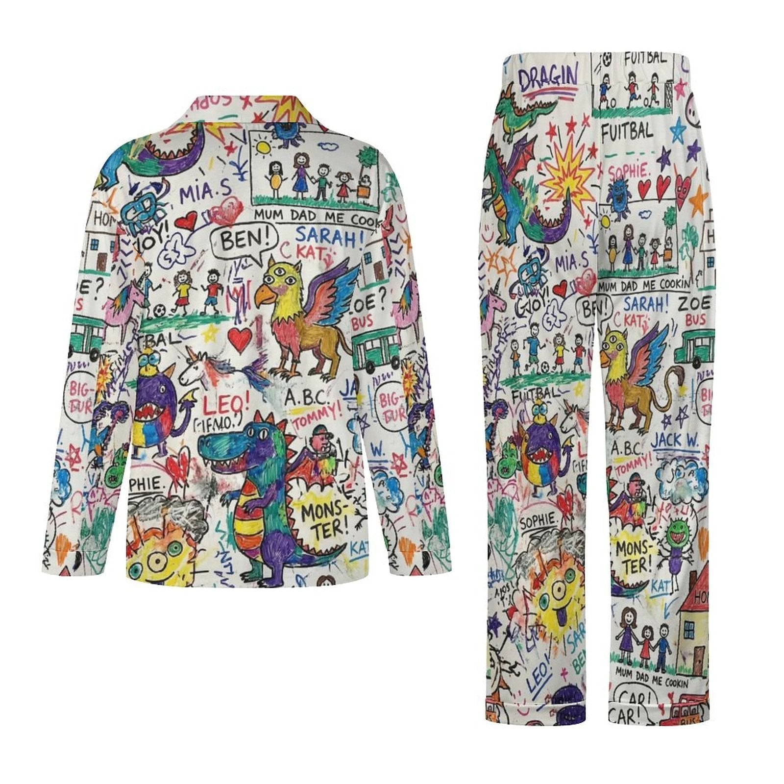 170gsm Women's Cuban Collar Pajama Set(All-Over Printing) by SALE_DESIGN-Personal Design