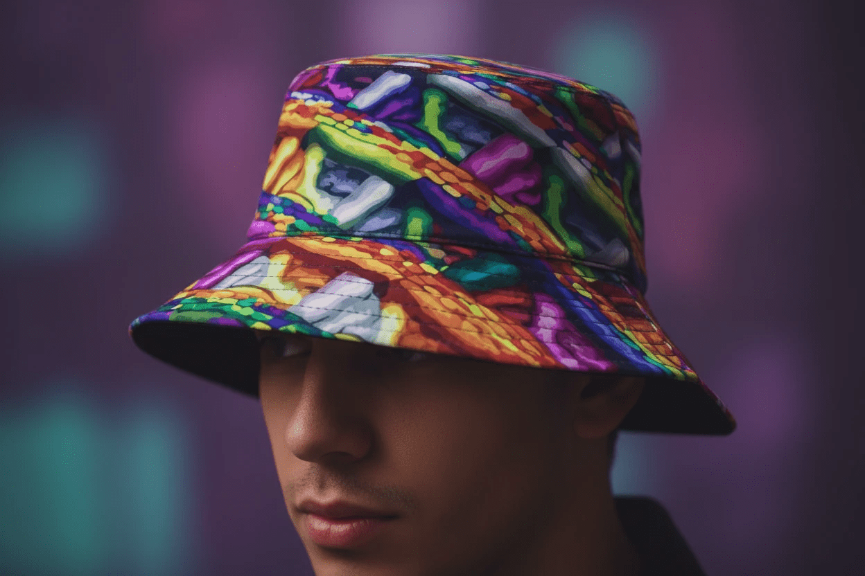 Adult All Over Print Bucket Hat Sublimation Polyester Mind Melting Color Burst