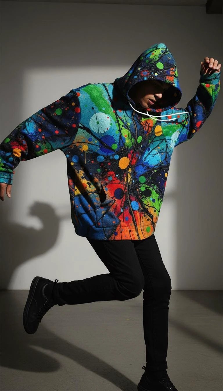Velvet Ambrosia Explosive AOP Full-Zip Hoodie - Luxury Maximalist Streetwear - Heavyweight Designer Parka by Aesthetic Rebellion