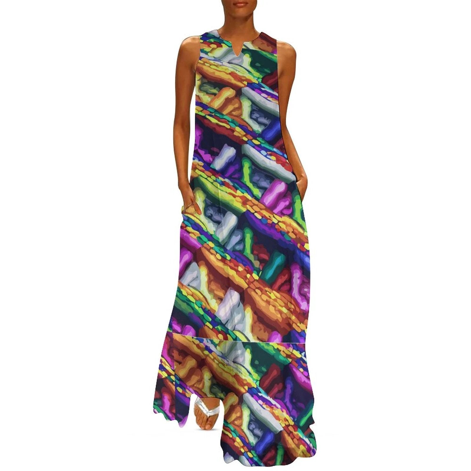 Sleeveless Ankle Length Dress All Over Printing Mind Melting SVG Art Dyles Mavis