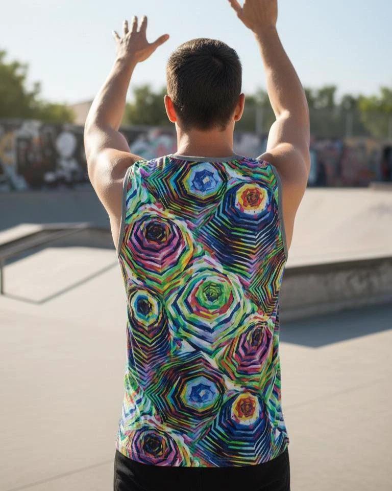 AI Art Tank Top | Vibrant Glitchcore Jersey by Aesthetic Rebellion