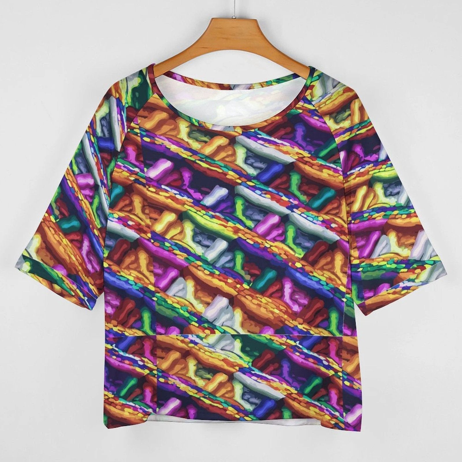 Vibrant All Over Printing Off Shoulder Women T Shirt 180gsm Sublimation