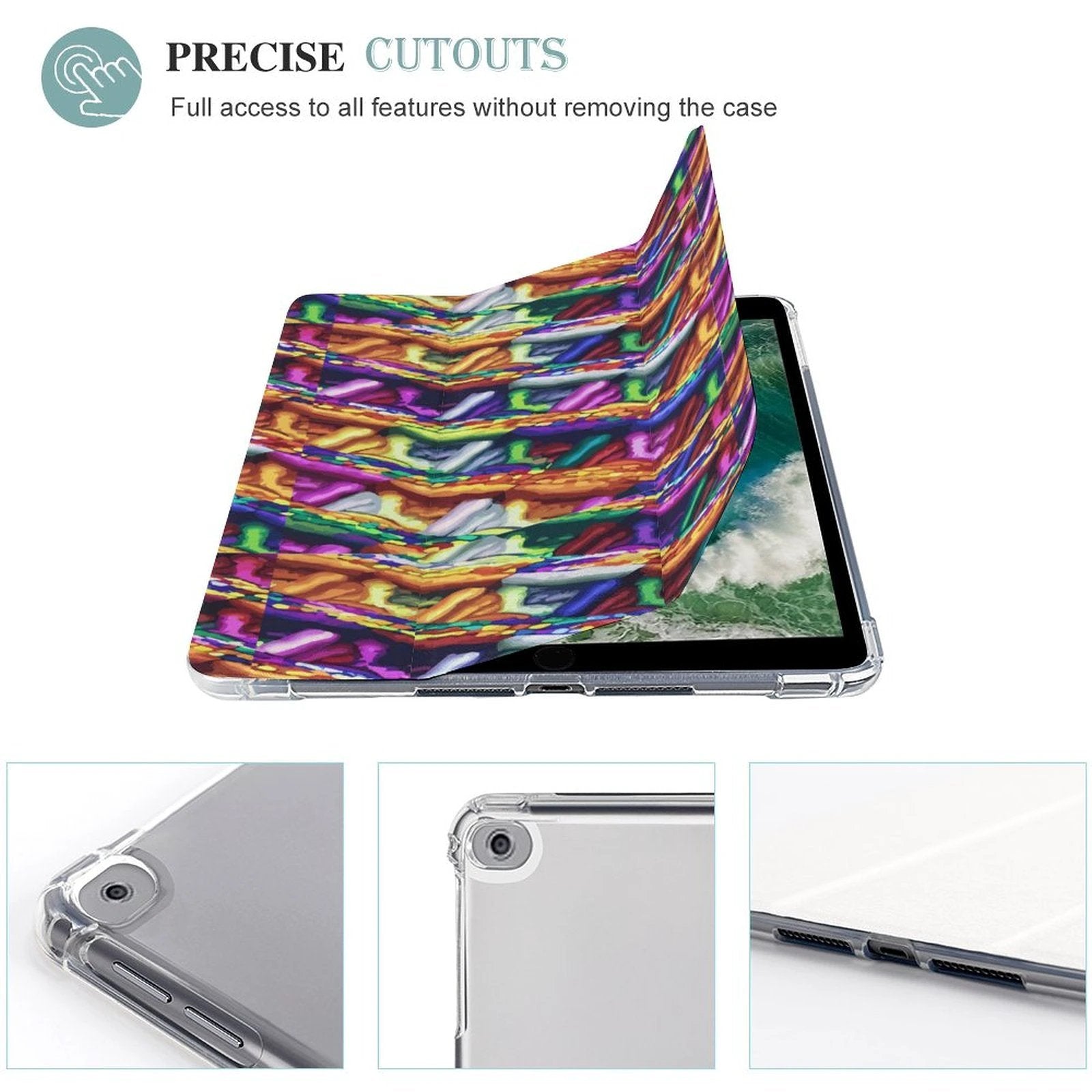 Ultra Bold Faux Leather iPad Case With Pencil Holder One Sided Printing