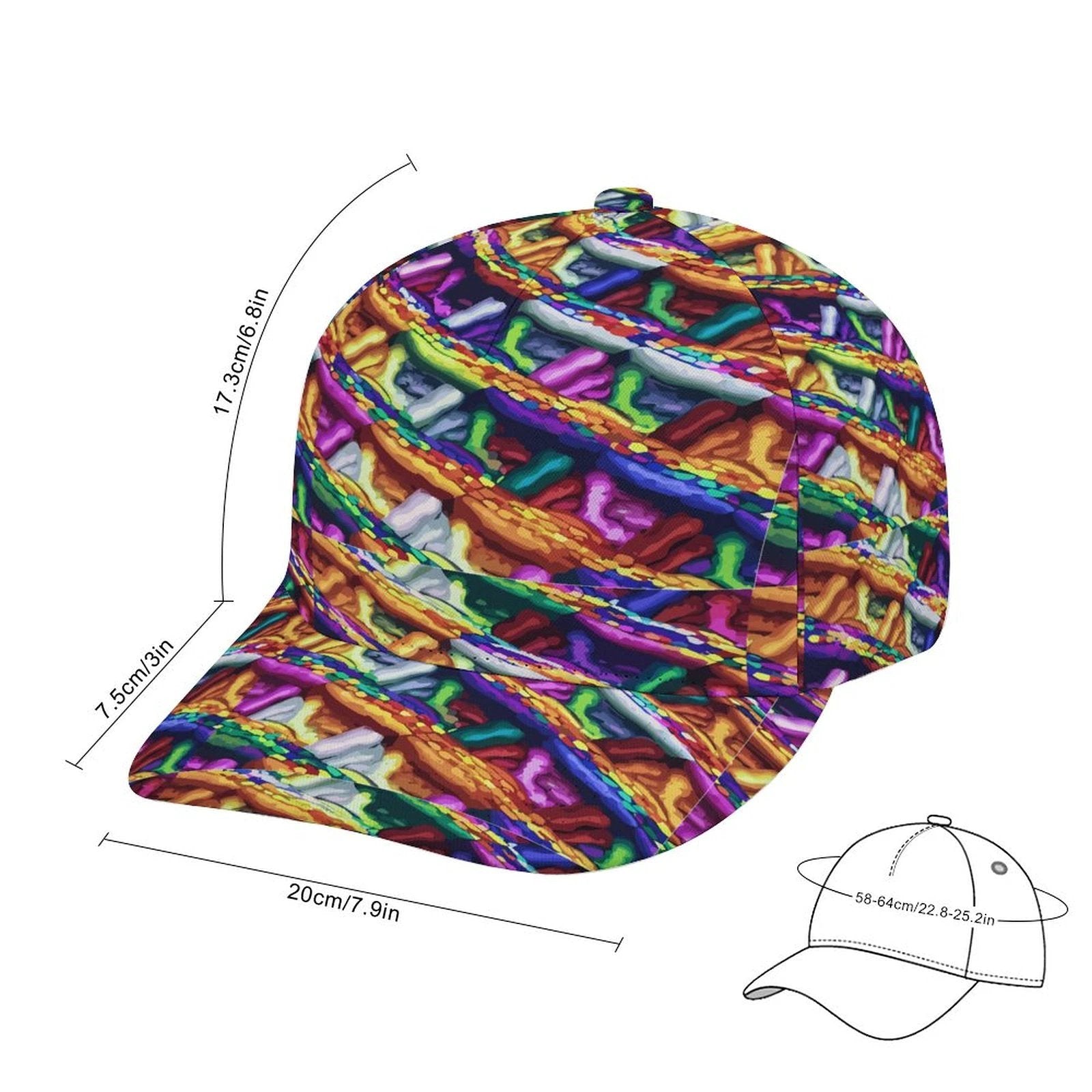 Bent Snapback Cap All Over Print Mind Melting Abstract Pattern