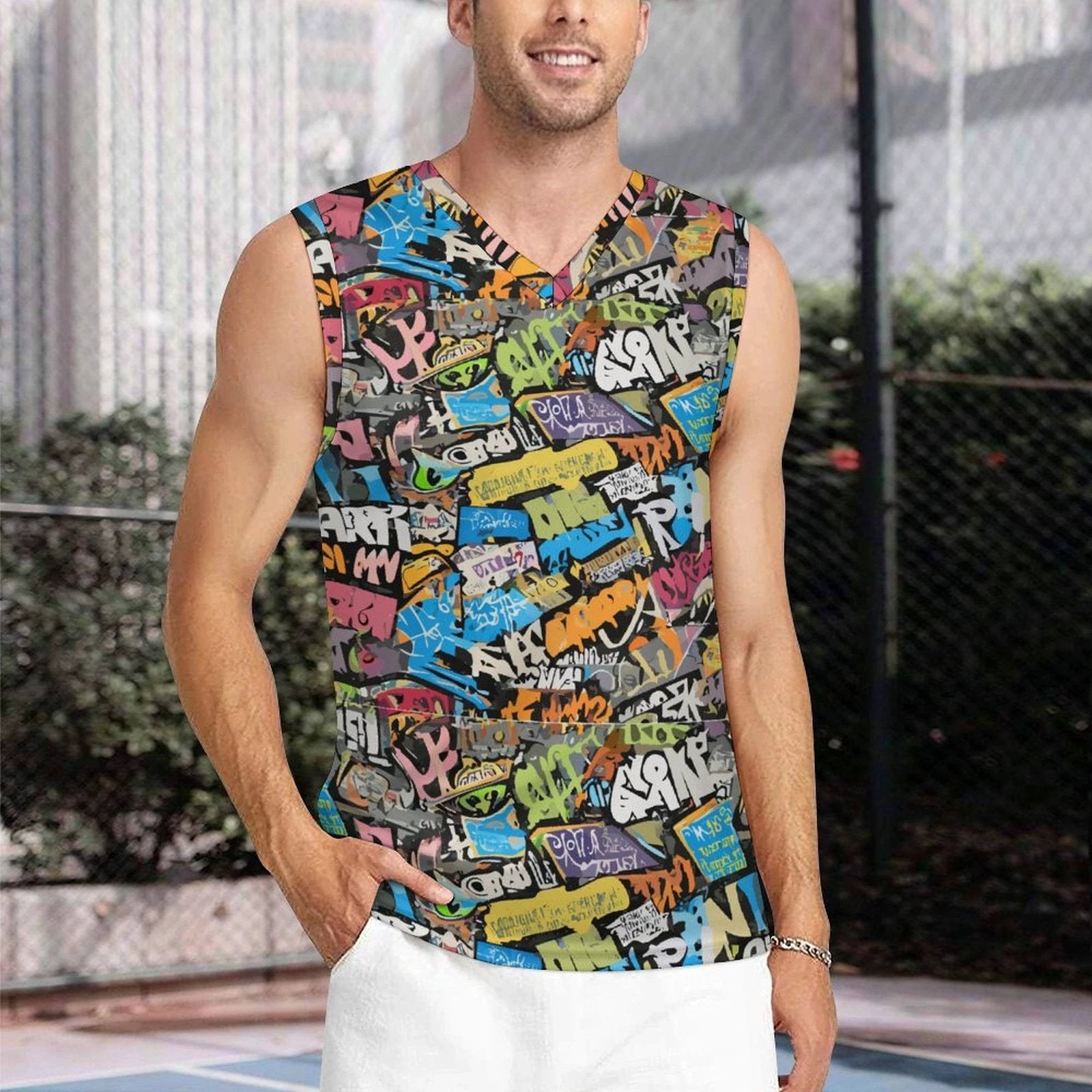 160gsm V-neck Basketball Tank Top(All-Over Printing) by SALE-Personal Design