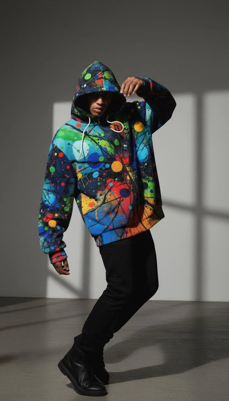 Velvet Ambrosia Explosive AOP Full-Zip Hoodie - Luxury Maximalist Streetwear - Heavyweight Designer Parka by Aesthetic Rebellion